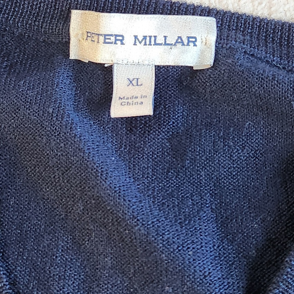 PETER MILLAR Merino Wool Pullover Sweater Mens XL Blue V-neck Long Sleeve NEW - Picture 3 of 6